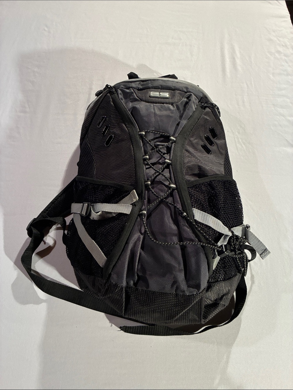 Men's Black Outdoor Daypack Backpack with Front Bungee
